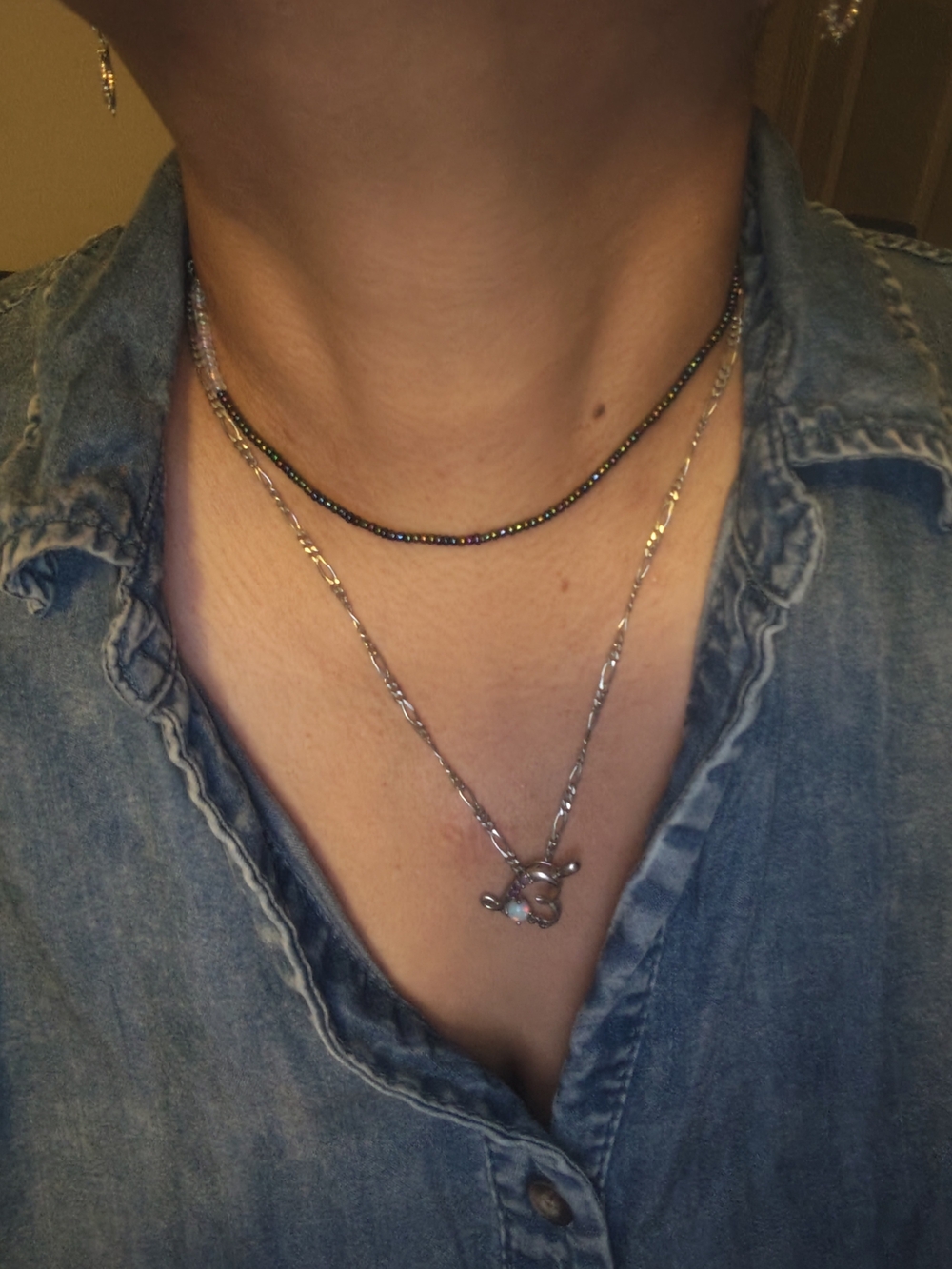 Sterling Turtle Pendant Necklace with Black Beaded Choker